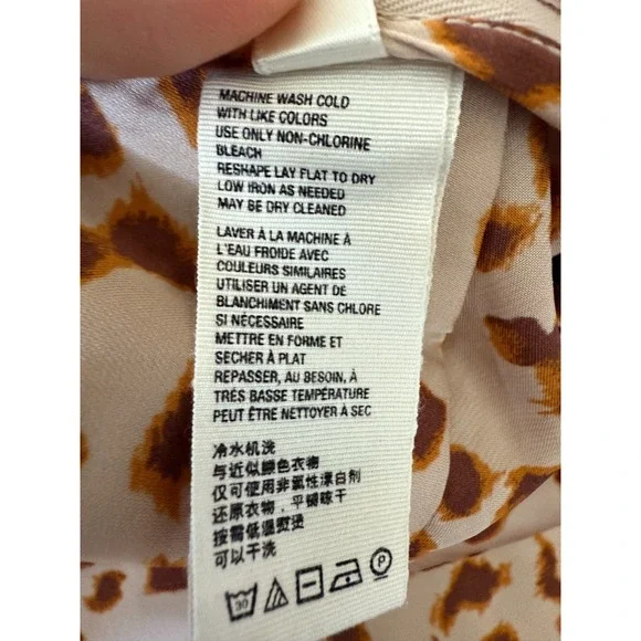 Free People Normani Bias Midi Skirt Womens Sz 12 Beige Leopard Satin Slip A-Line - Picture 10 of 12